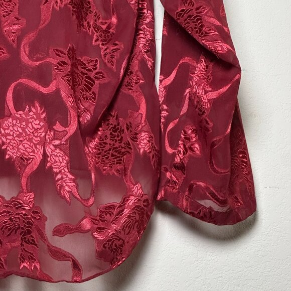 VTG Victoria Secret Gold Label Floral Button Up Nightgown Shirt Semi Sheer Sz M - Picture 14 of 15